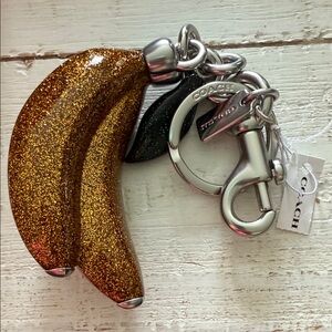 Coach Gold Glitter Banana Keychain NWT